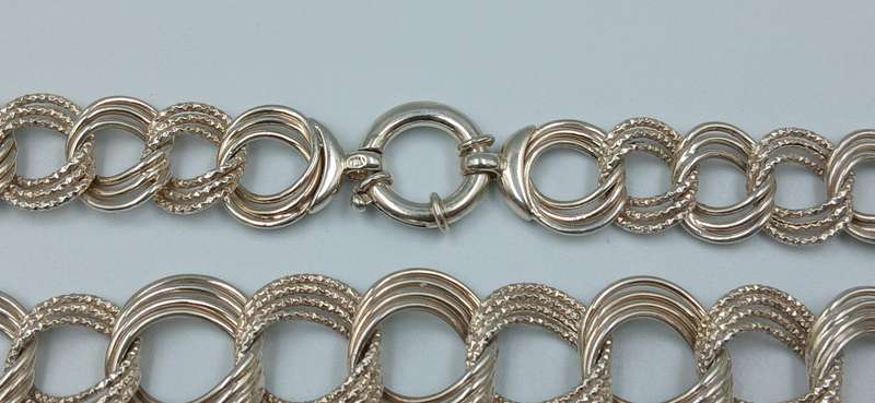 Sterling Silver Triple Circle Link Chain Necklace