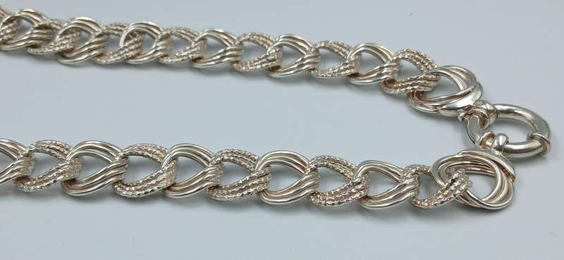 Sterling Silver Triple Circle Link Chain Necklace