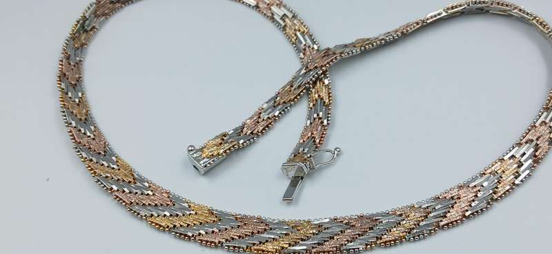 Three Tones Sterling Silver Necklace