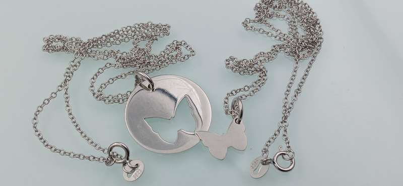 Mother Daughter Sterling Silver Set Necklaces