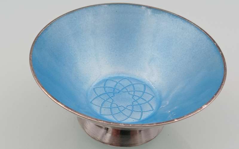 Vintage ELA Denmark 925 Enamel Open Salt Dish