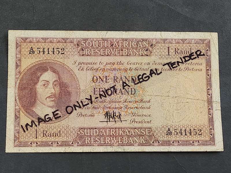 MH de Kock One Rand 1st issue 1961 E/A - as per photograph