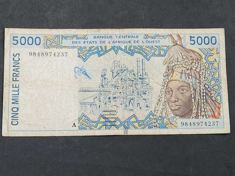 West African States 5000 Francs - as per photograph