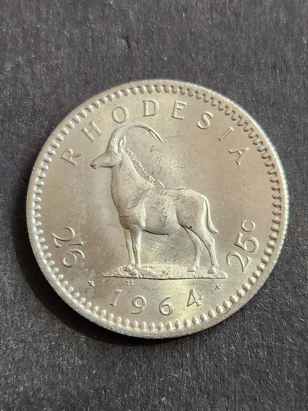 Rhodesia 25 Cents 1964 UNC - as per photograph