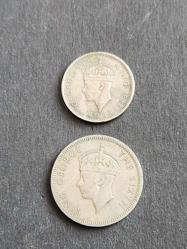 Rhodesia Sixpence 1947 and One Shilling 1951 - as per photograph