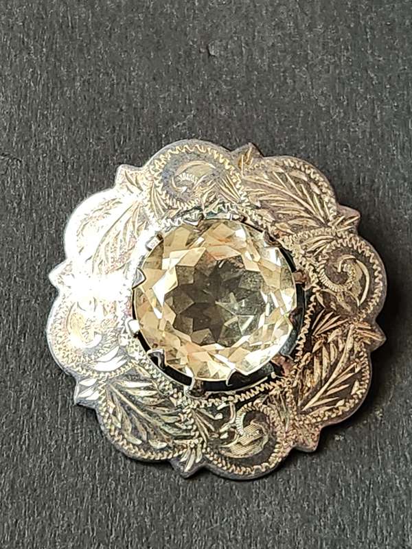Vintage Hallmark Silver Scottish Thistle Shawl Brooch- WBS (Wad Brothers) - as per photograph