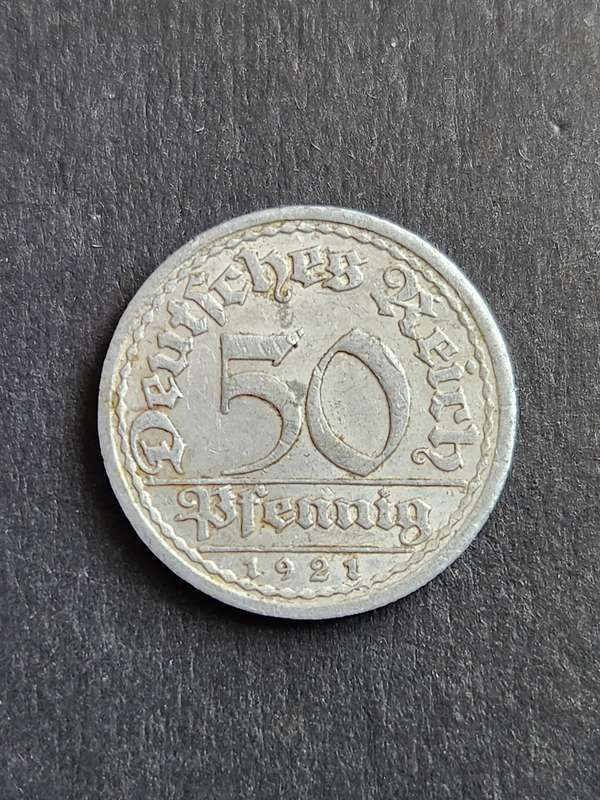 Deutsches Reich 50 Pfennig 1921A - as per photograph