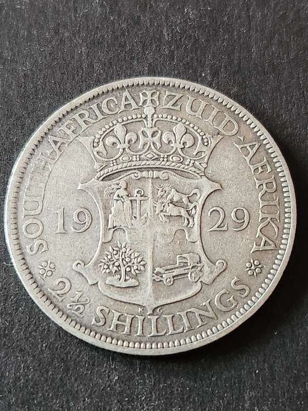 Union 2 1/2 Shillings 1929 Silver- as per photograph