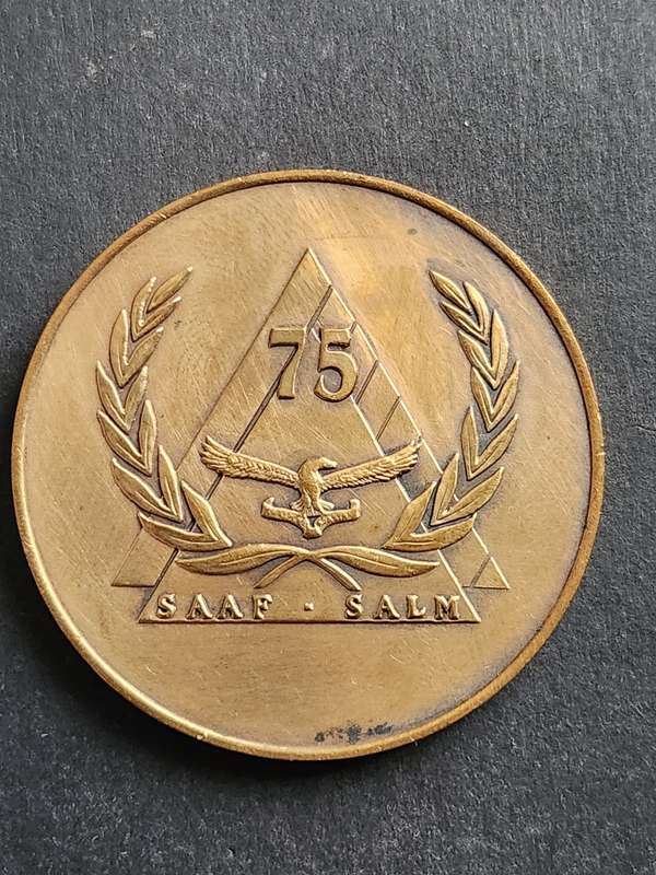 SA Airforce 75th Anniversary Bronze Medallion 50mm x 50mm - as per photograph