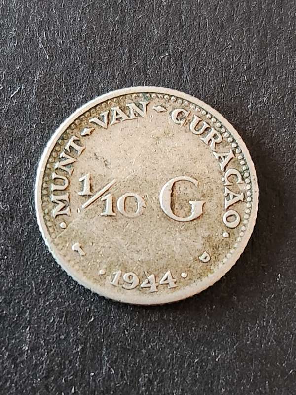 Nederlands 1/10 Gulden 1944 Silver - as per photograph