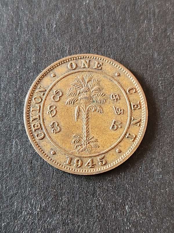 Ceylon One Cent 1945 King George VI - as per photograph