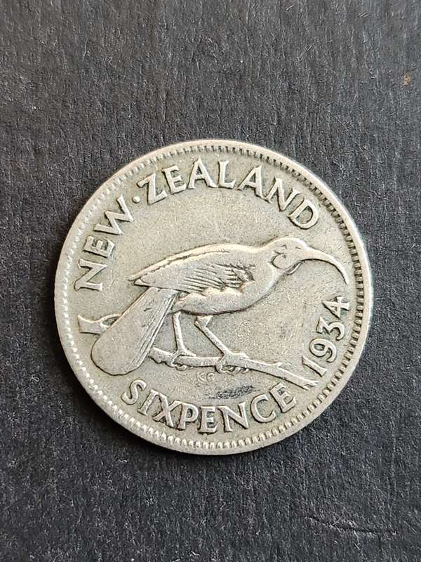 New Zealand Sixpence 1934 - as per photograph