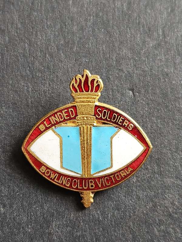 Enamel Blinded Soilders Bowling Club Victoria Pin Badge- as per photograph