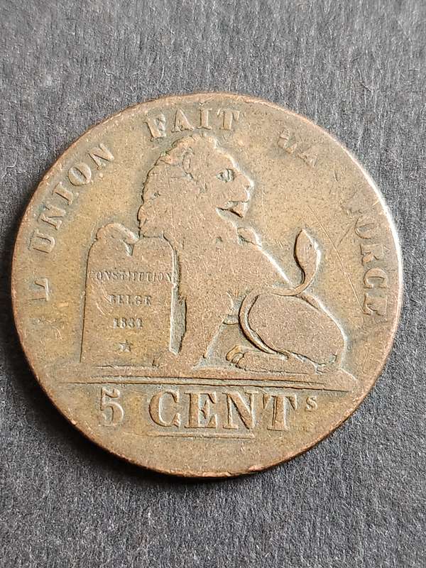 Belgium 5 Centimes 1837 - as per photograph