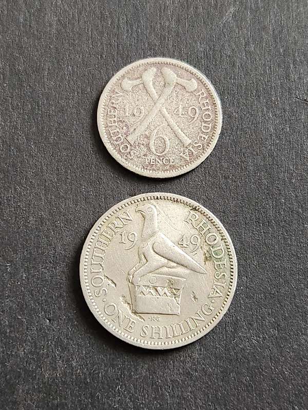 Southern Rhodesia Threepence and One Shilling 1949 - as per photograph
