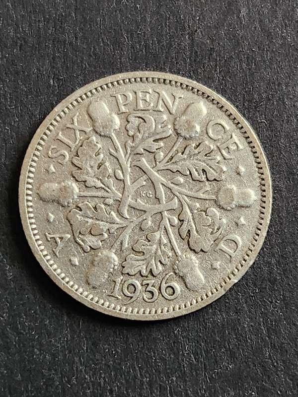 UK Sixpence 1936 Silver - as per photograph