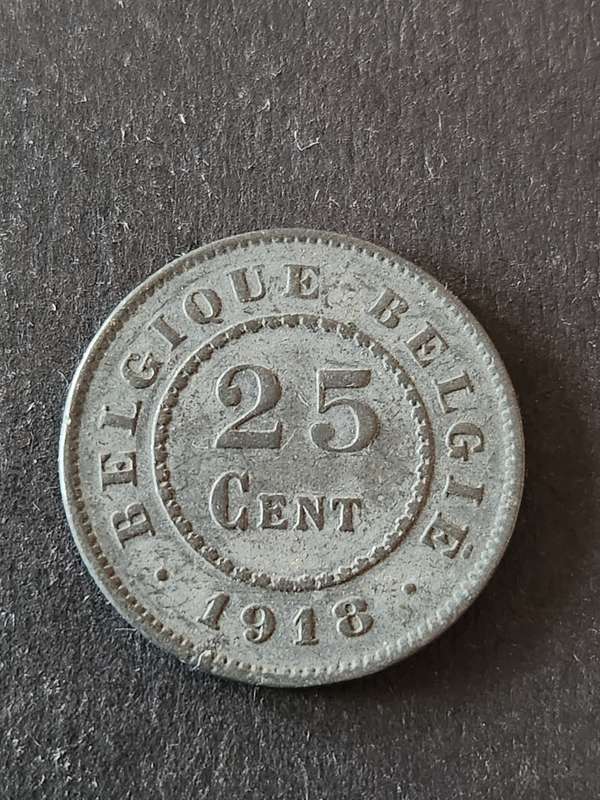 Belgium 25 Centisimi 1918 - as per photograph