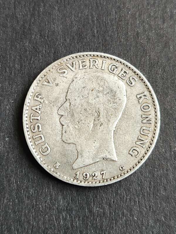 Sweden One Krone 1927 Silver - as per photograph