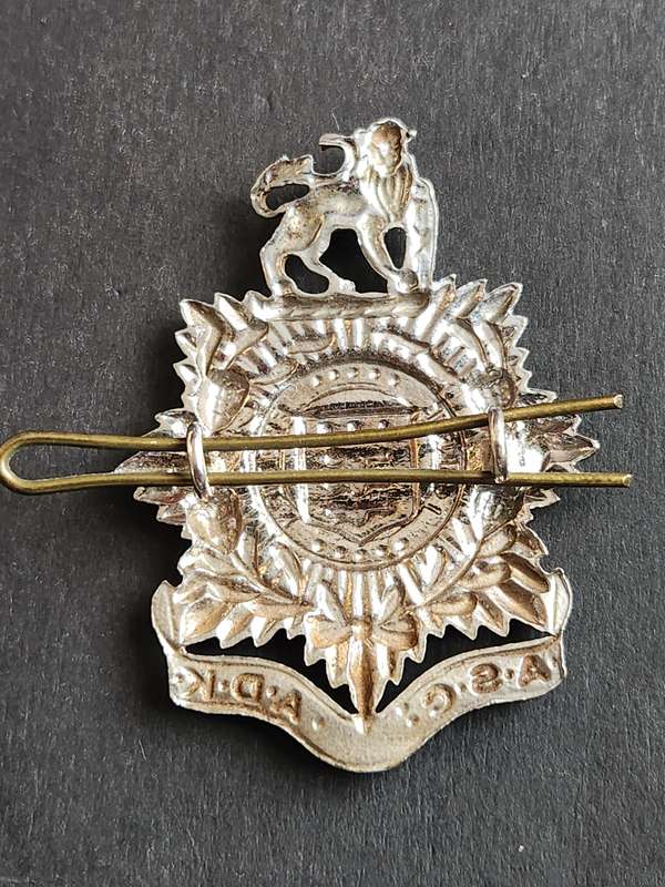 The SA Army Service Corps ASC/ADK White Metal Collar Badge - as per photograph