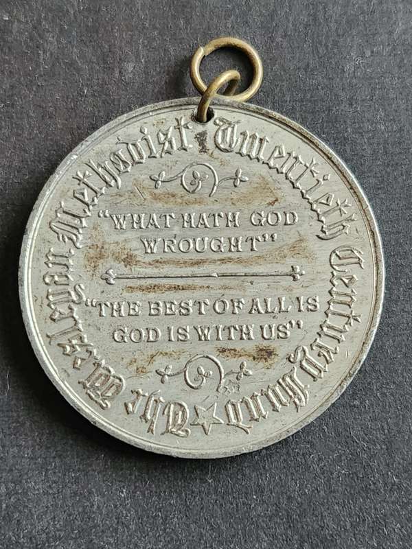 Wesleyan Methodist 20th Century Fun Pewter Medallion 40mm x 40 mm - as per photograph