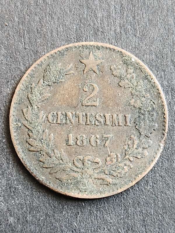 Italy 2 Centesimi 1867 - as per photograph