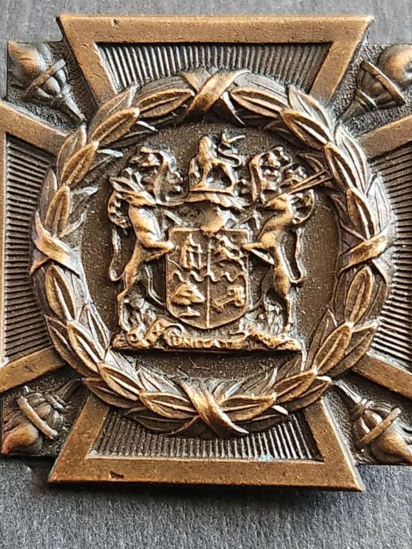 SA WWII Miniature Death Bronze Plaque/Brooch - as per photograph