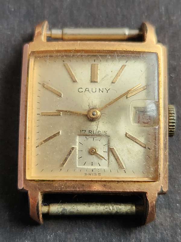 Vintage Cauny Prima Date 17 Jewels (17 Jewels) Mechanical Wrist Watch 10 Microns (not working)