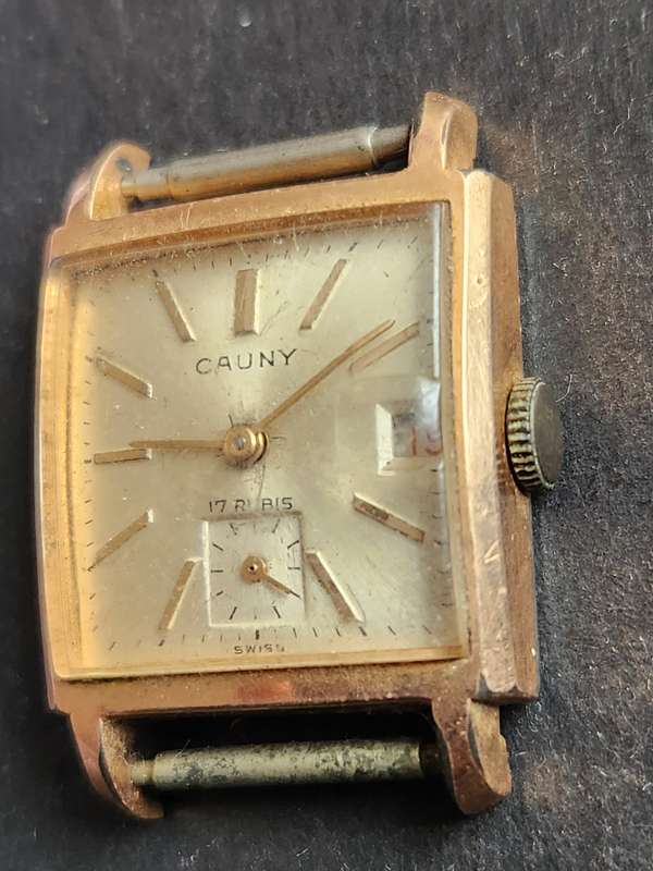 Vintage Cauny Prima Date 17 Jewels (17 Jewels) Mechanical Wrist Watch 10 Microns (not working)