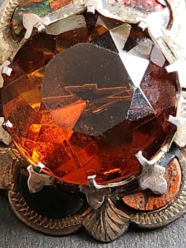 Art Deo Scottish Amber Agate 19.4 g Brooch (probably Silver - no Hallmarks) - as per photograph