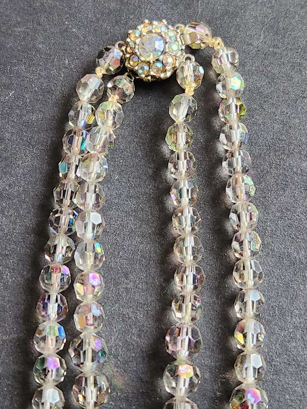 Vintage 2 Strand Crystal Beaded Necklace 73g - as per photograph