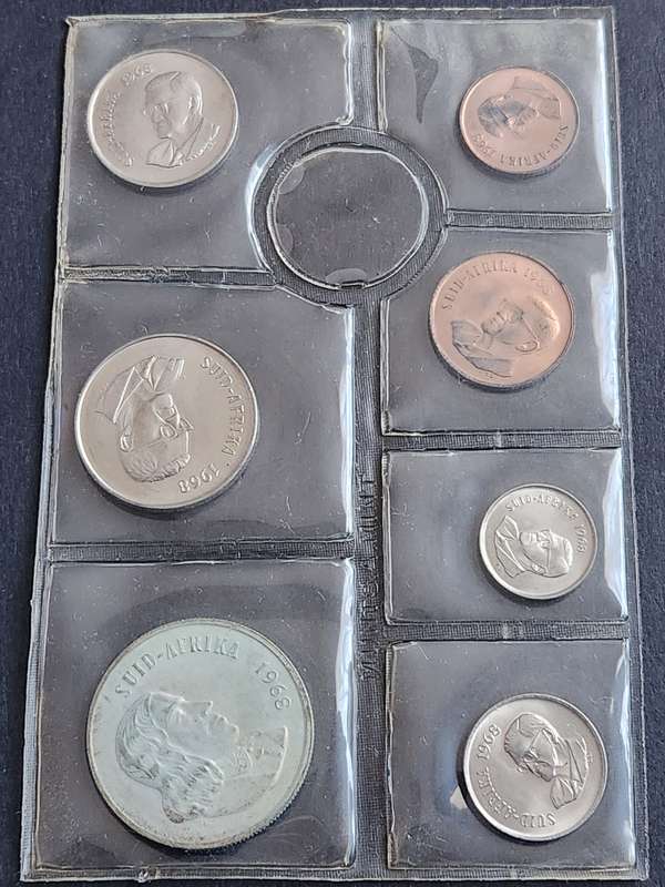 SA Mint Pack 1968 Afrikaans (including Silver One Rand) - as per photograph