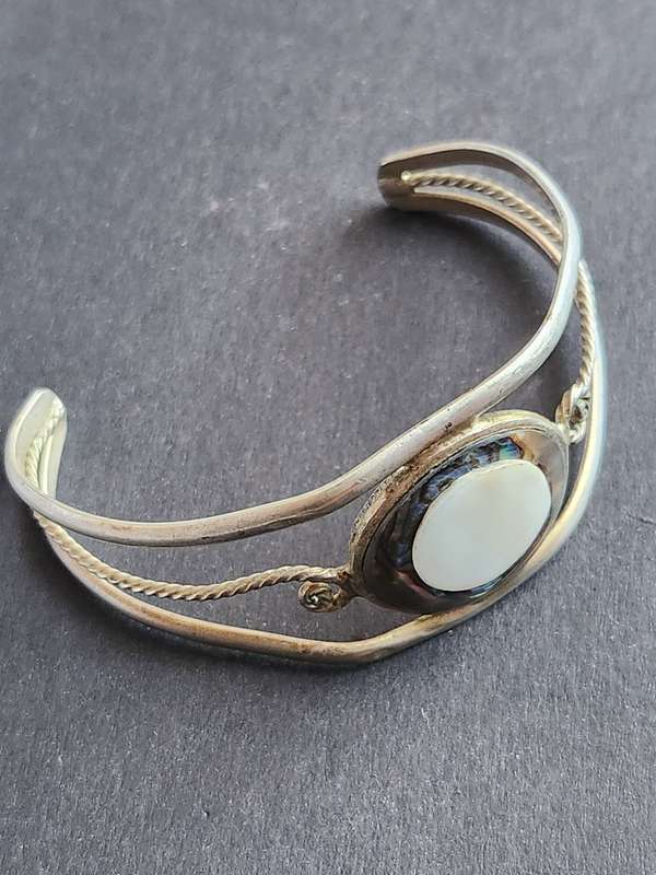 Vintage Silver Plated Mother of Pearl Bracelet - as per photograph