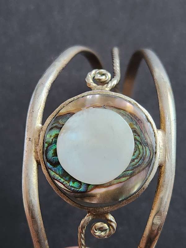 Vintage Silver Plated Mother of Pearl Bracelet - as per photograph