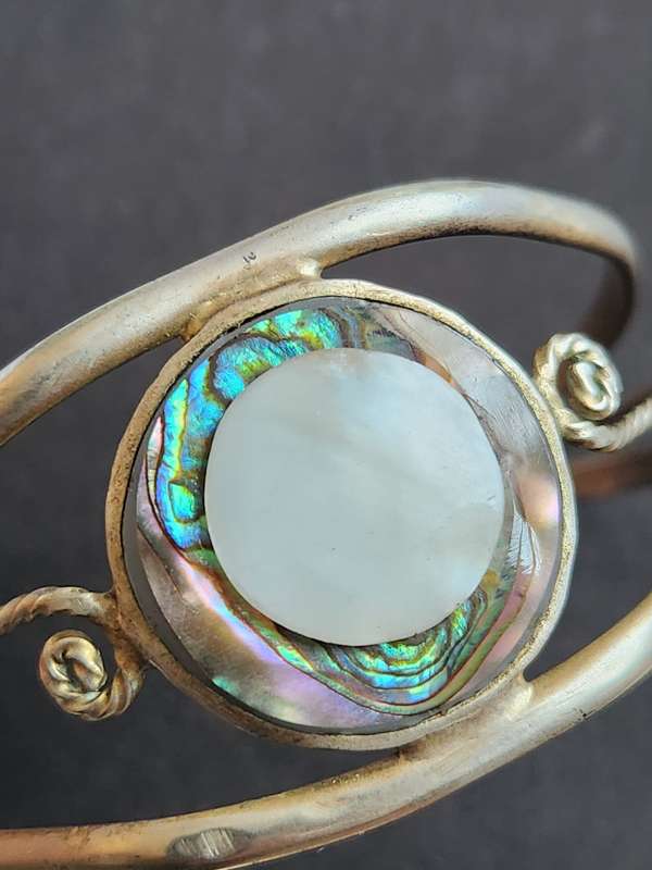 Vintage Silver Plated Mother of Pearl Bracelet - as per photograph