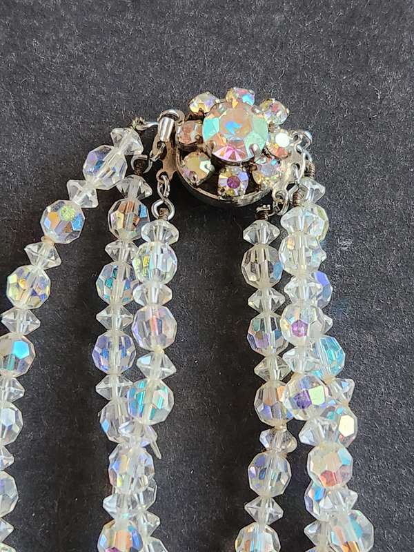 Art Deco Vintage 3 Strand Quartz Crystal Necklace (excellent condition) - as per photograph