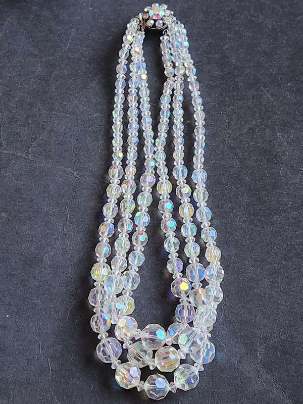 Art Deco Vintage 3 Strand Quartz Crystal Necklace (excellent condition) - as per photograph