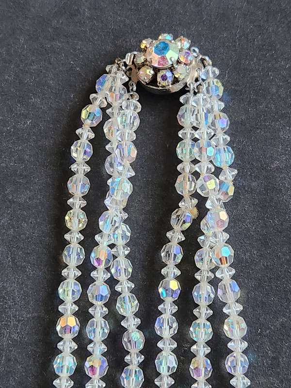 Art Deco Vintage 3 Strand Quartz Crystal Necklace (excellent condition) - as per photograph