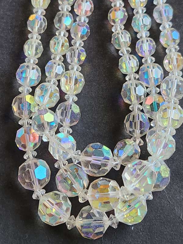 Art Deco Vintage 3 Strand Quartz Crystal Necklace (excellent condition) - as per photograph