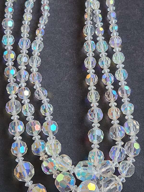 Art Deco Vintage 3 Strand Quartz Crystal Necklace (excellent condition) - as per photograph