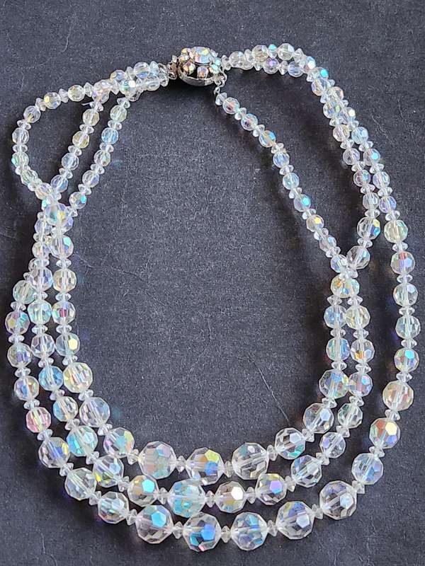 Art Deco Vintage 3 Strand Quartz Crystal Necklace (excellent condition) - as per photograph