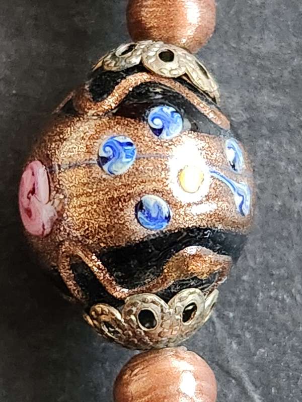 Vintage Black Venetian Murano Wedding Cake Bead Necklace 71.7g - as per photograph