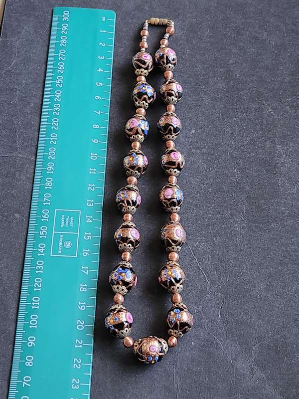 Vintage Black Venetian Murano Wedding Cake Bead Necklace 71.7g - as per photograph