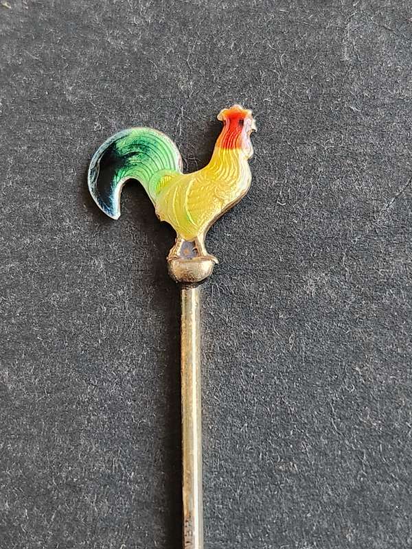 Art Deco Rooster Enamel Cocktail Pick Measure - as per photograph