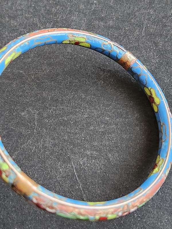 Chinese Cloisonne Enamel Hinged Bracelet - as per photograph