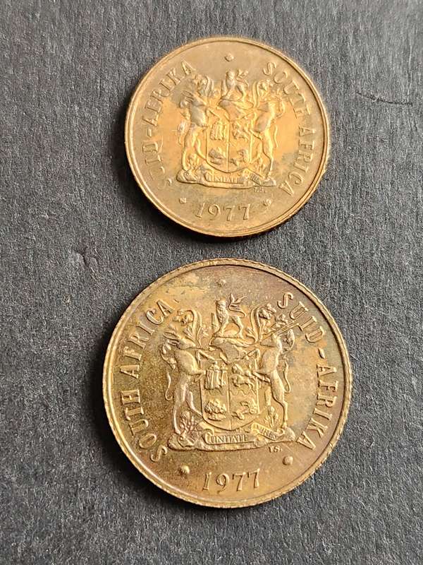 Republic 1 and 2 Cents 1977 Proof - as per photograph