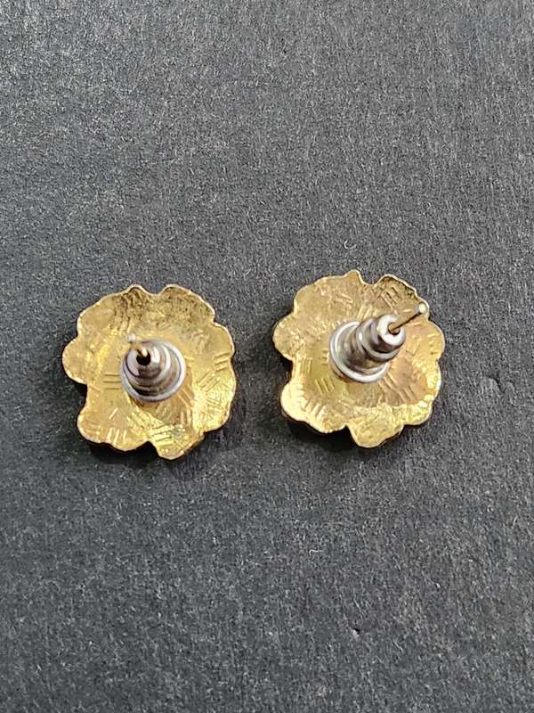 Vintage Gold Plated Enamel Earrings- as per photograph