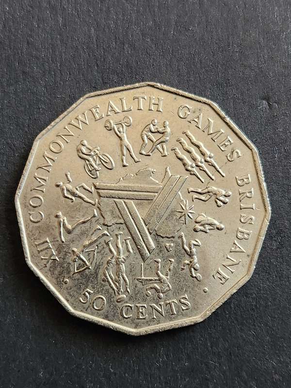 Australia 50 Cents XII Commonwealth Games Brisbane 1982 - as per photograph