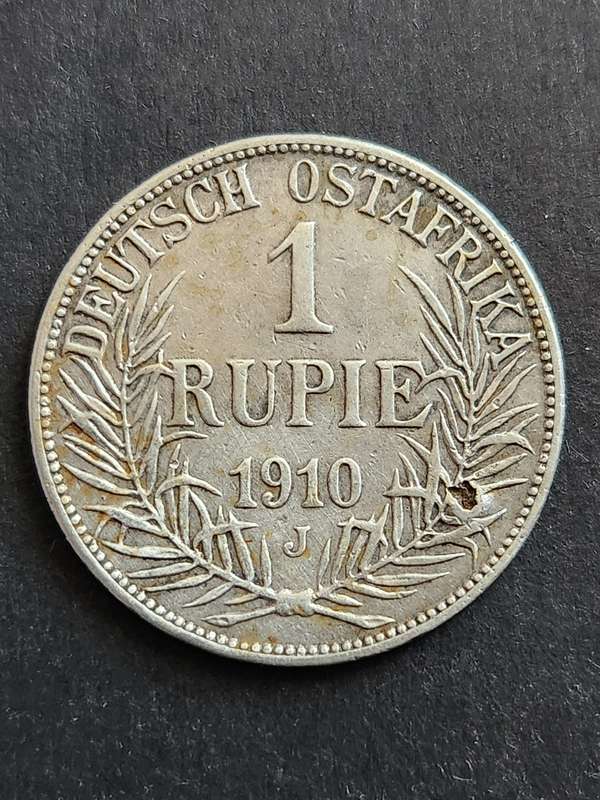 Deutsch Ostafrika One Rupie 1910J (Filler coin) - as per photograph