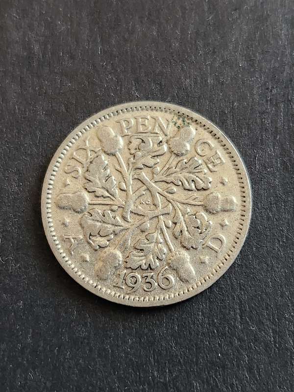 UK Sixpence 1936 Silver- as per photograph