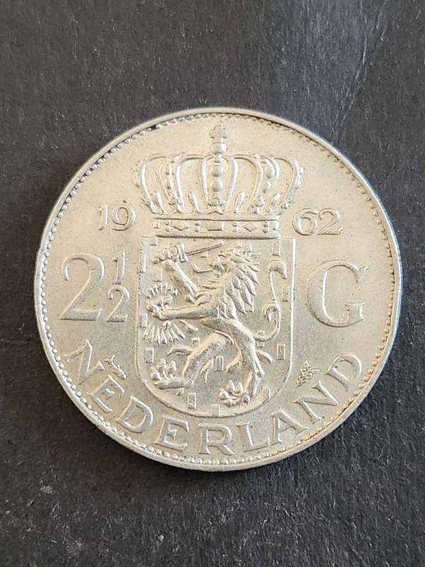 Nederlands 2 1/2 Gulden 1962 Silver VF+/EF - as per photograph